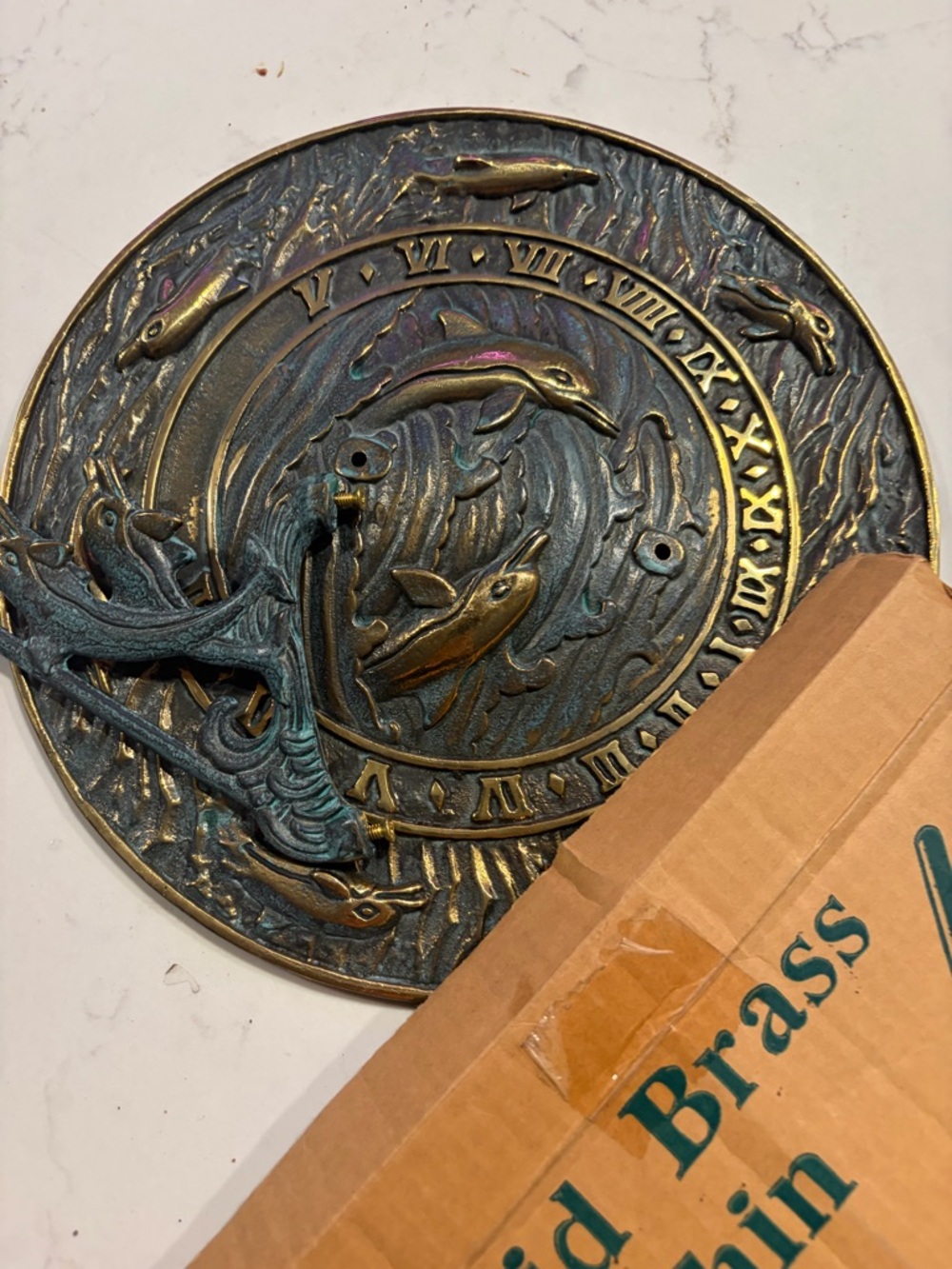 NEW Solid Brass Dolphin NIB Vintage Sundials